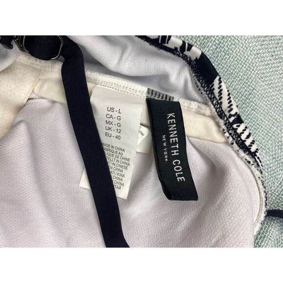 Kenneth Cole New York Womens Black/White Chevron One Piece Swimsuit sz Large L - Picture 4 of 11